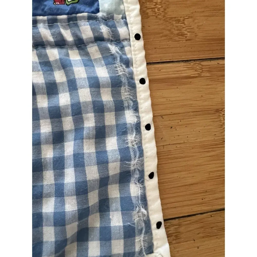Handmade Unisex Cotton Quilted Blanket Blue Graham Dog Robots Cars Very Soft Kid
